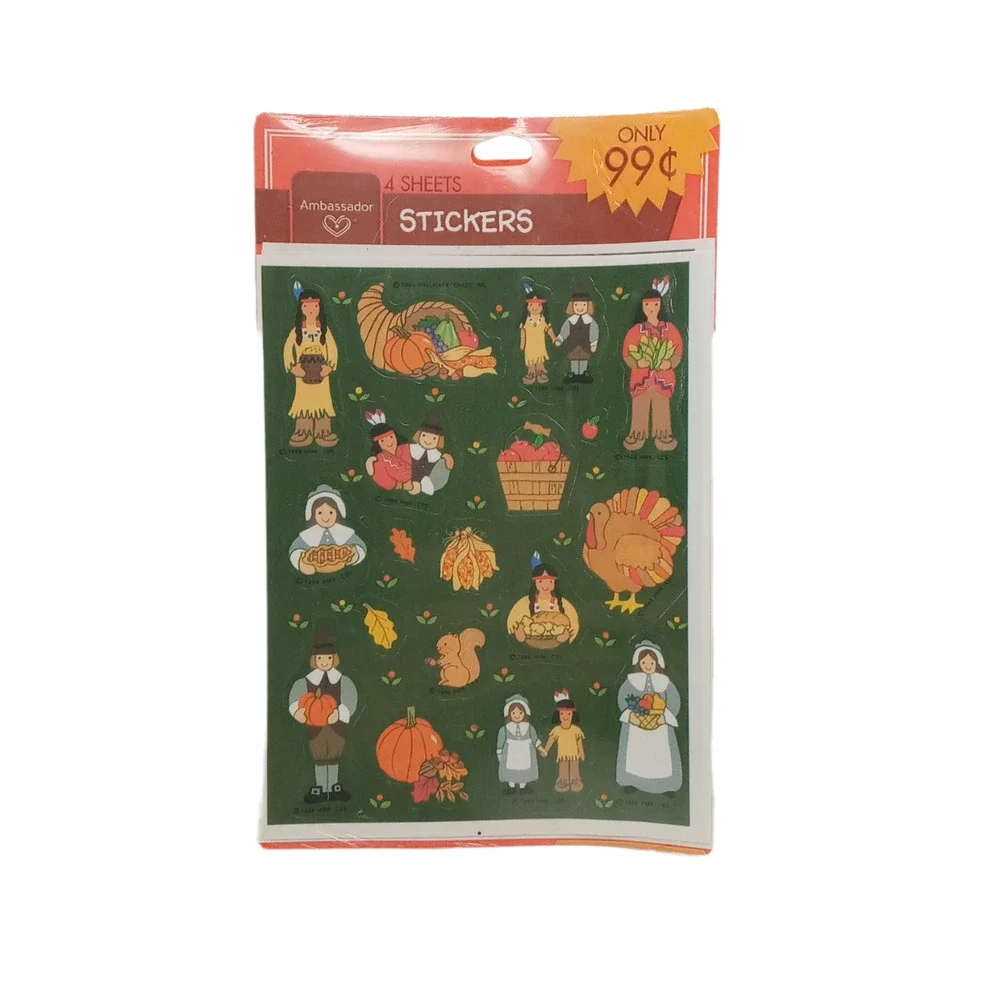 🦃🎃Vintage Hallmark Thanksgiving Stickers Ambassador Sealed Fall 2 Packs🙏🏻🫂